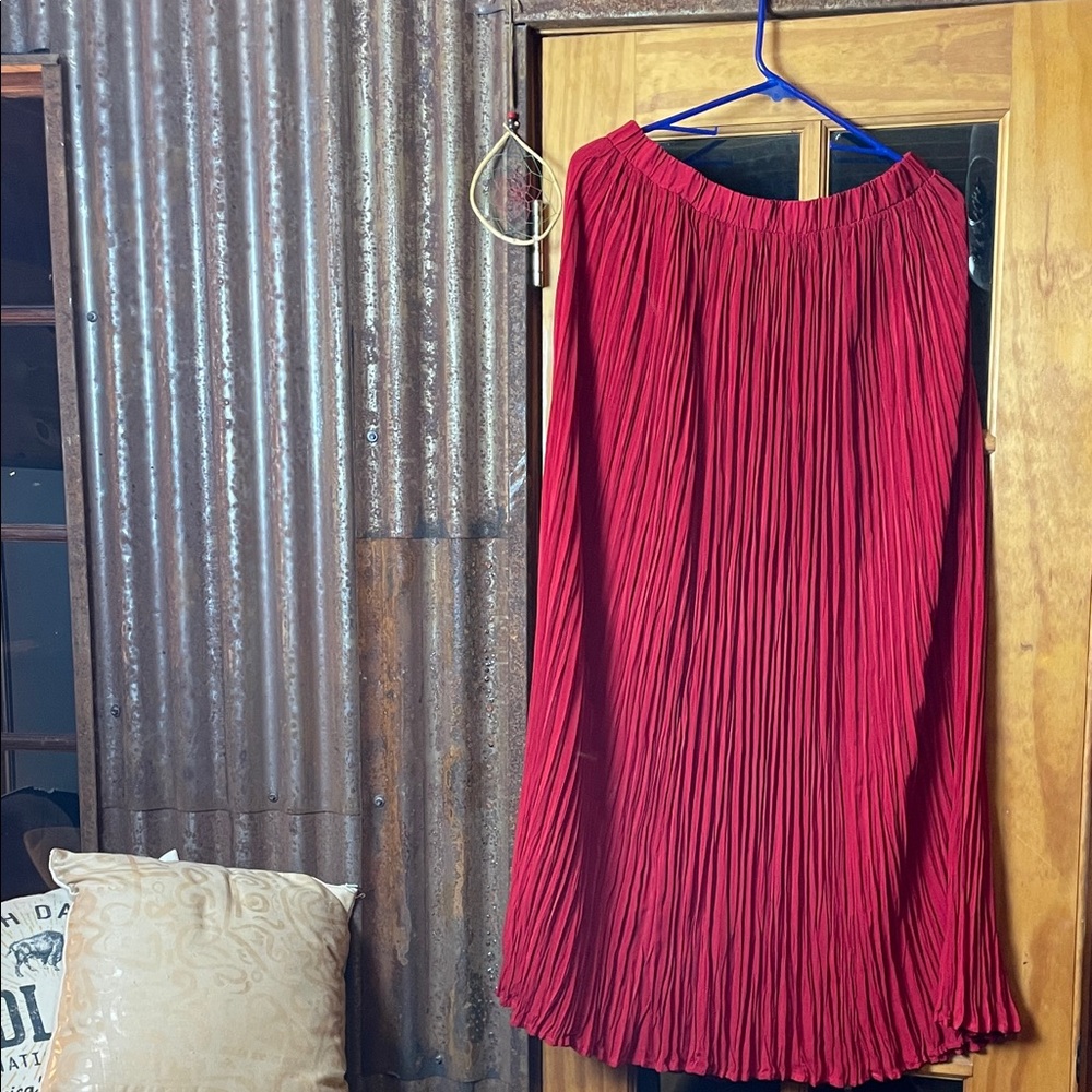Chic Crimson Broomstick Skirt, Size L